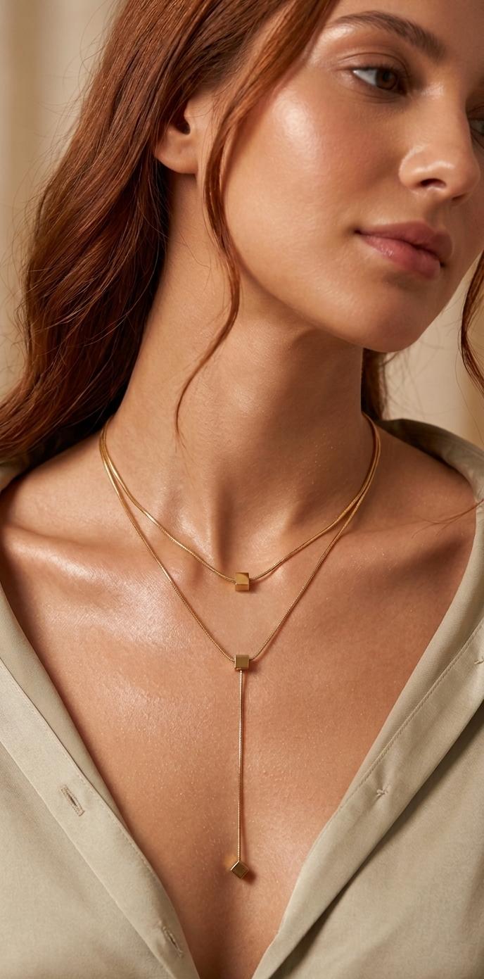 Layered cube drop necklace from Saj Kotha
